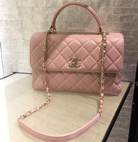 chanel small flap bag with top handle pink